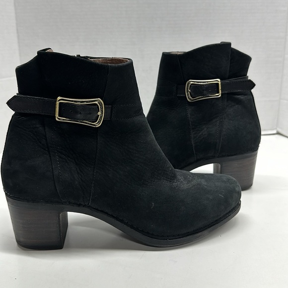 Dansko Hartley Boot Ankle Heeled Booties Boots Nubuck Leather Black Size 40 / 10 - Picture 1 of 9